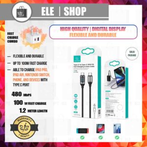 USAMS Digital Display 100W/5A PD Fast Charging Type C To Type C