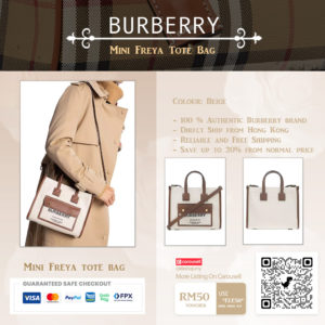 Burberry Mini Freya Tote Bag for Women in Natural/Tan_20002
