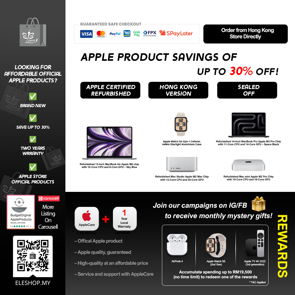 MacBook Air M4, MacBook Pro M3 Pro, Mac mini M2 Pro, Mac Studio M2 Max & Apple Watch SE Malaysia | Official Apple Products Up to 30% Off